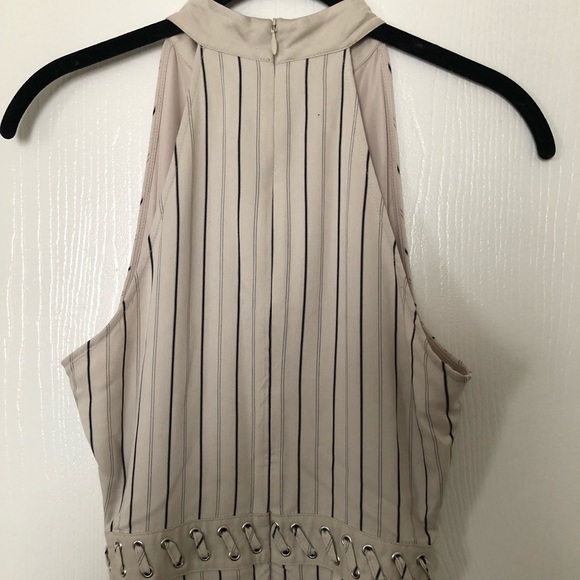 Striped Sleeveless High Neckline Summer Dress - Picture 3 of 4